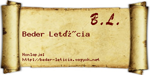 Beder Letícia névjegykártya